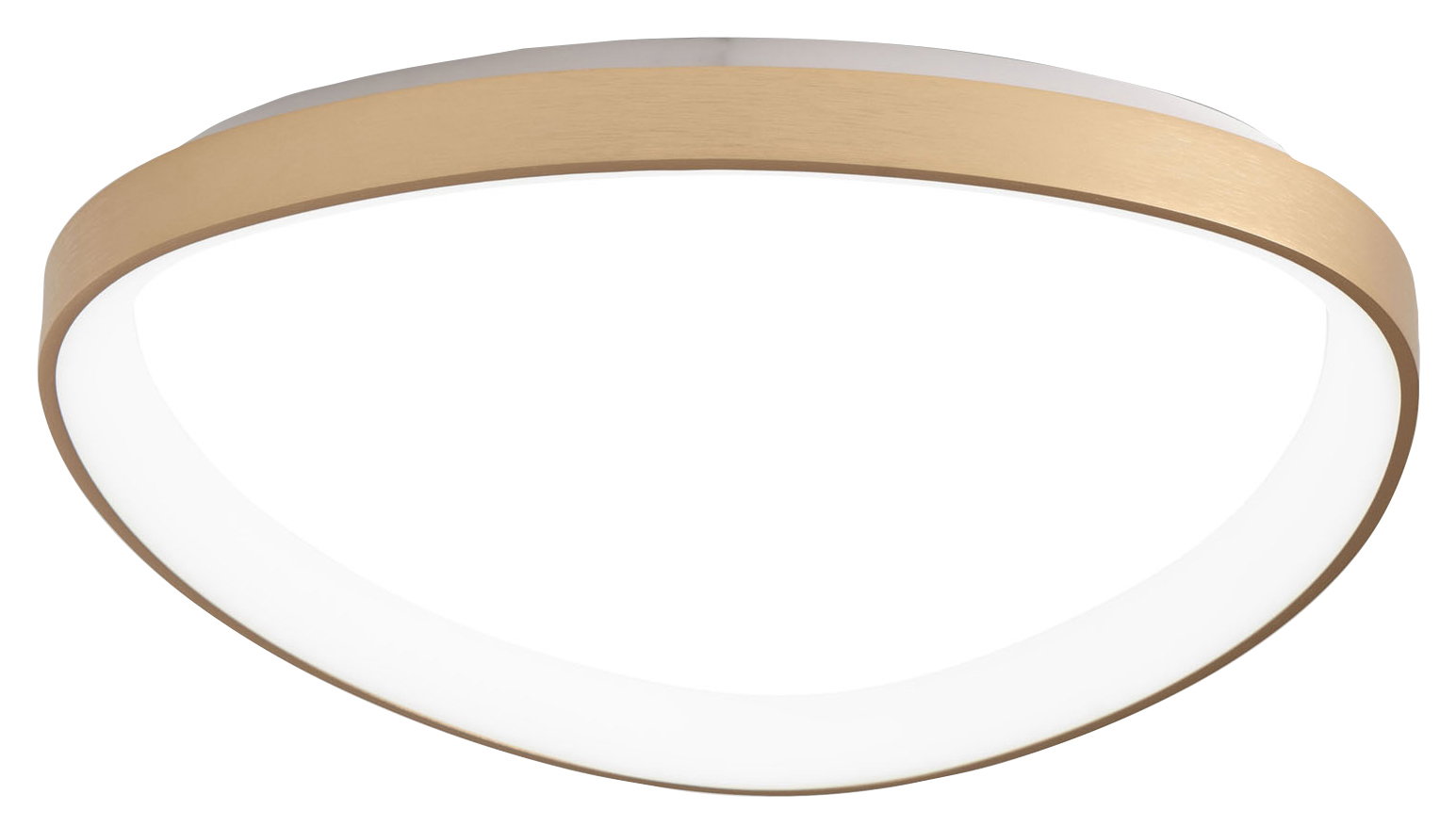 Moderne LED-Deckenleuchte in Holzoptik, seitliche Perspektive