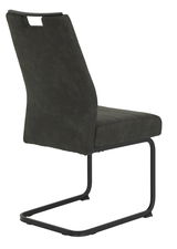 Moderner Schwingstuhl KERSTIN in dunklem Stoffbezug, seitliche Rückansicht