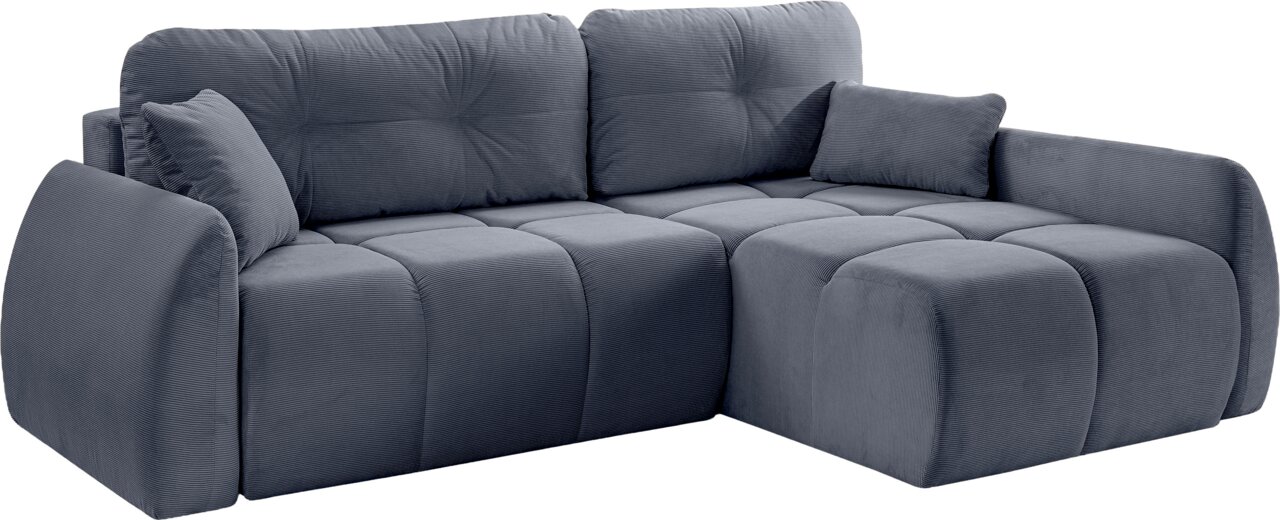 Graues Eckschlafsofa mit rechter Ausrichtung, Vorderansicht
