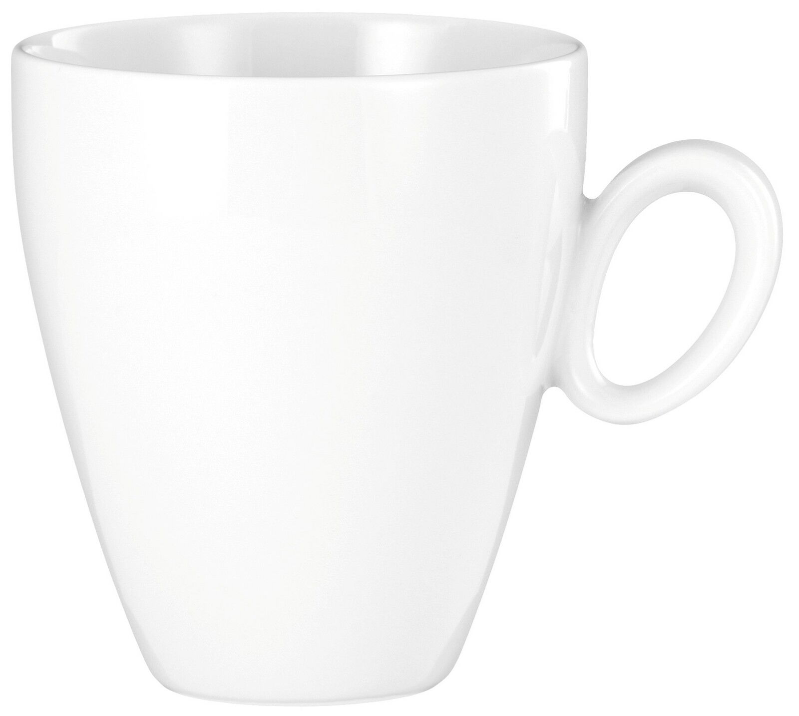 Seltmann Weiden Kaffeebecher TRIO Weißer Becher mit Henkel, seitliche Perspektive