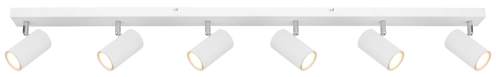 Witte spot met zes lampen, gezien vanuit de zijkant