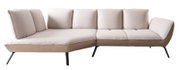 Beige Longchairkombination mit schwarzem Metallgestell, seitliche Perspektive