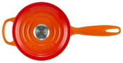 Runde Stielkasserolle 16 cm in leuchtendem Orange und Rot, Draufsicht
