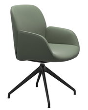 Grüner Stressless Sessel DINING BAY mit schwarzem Metallgestell, seitliche Perspektive