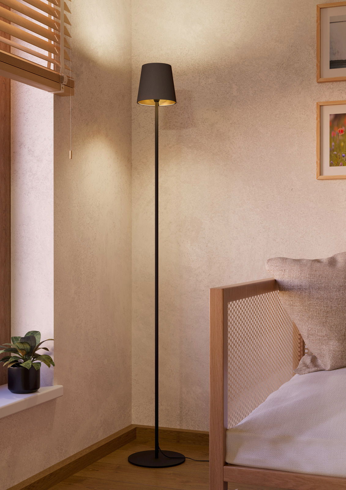 Eglo Leuchten Stehleuchte FIORANA Stehleuchte FIORANA in einer gemütlichen Zimmerecke, seitliche Perspektive