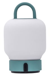 Laterne in Smokey Teal mit Henkel, frontal betrachtet