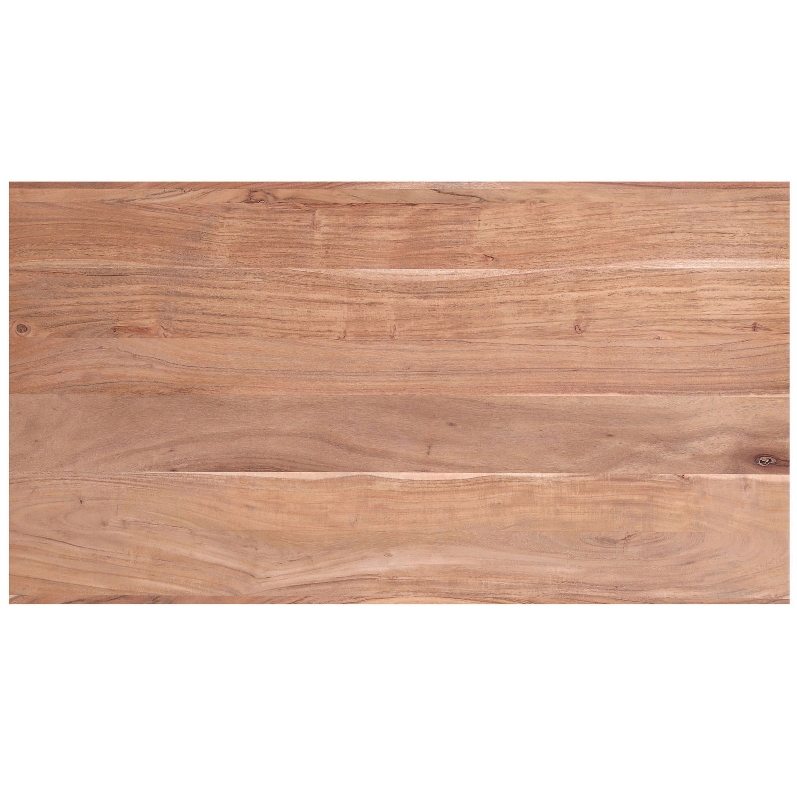 Holzplatte eines Couchtisches aus der Vogelperspektive