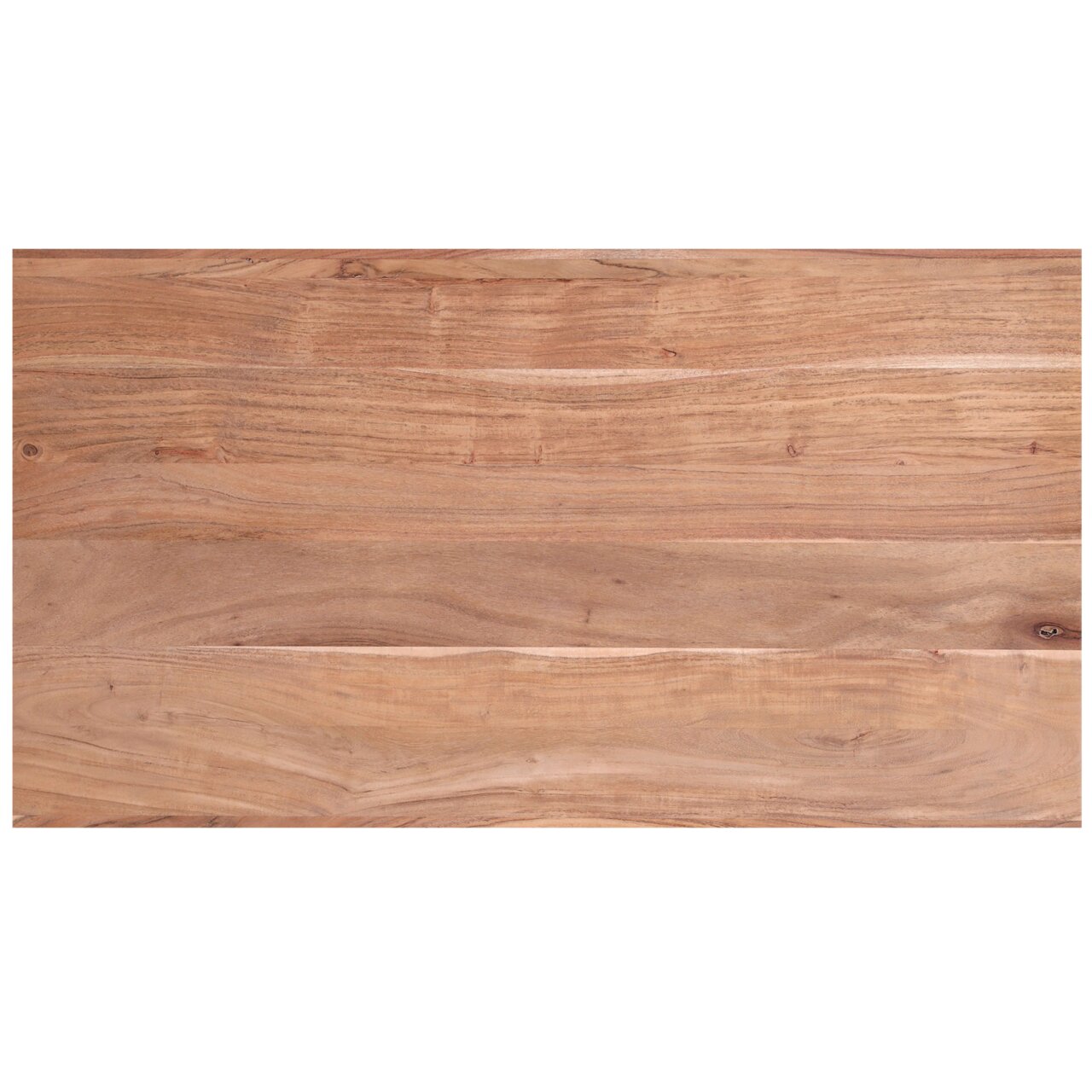 Holzplatte eines Couchtisches aus der Vogelperspektive