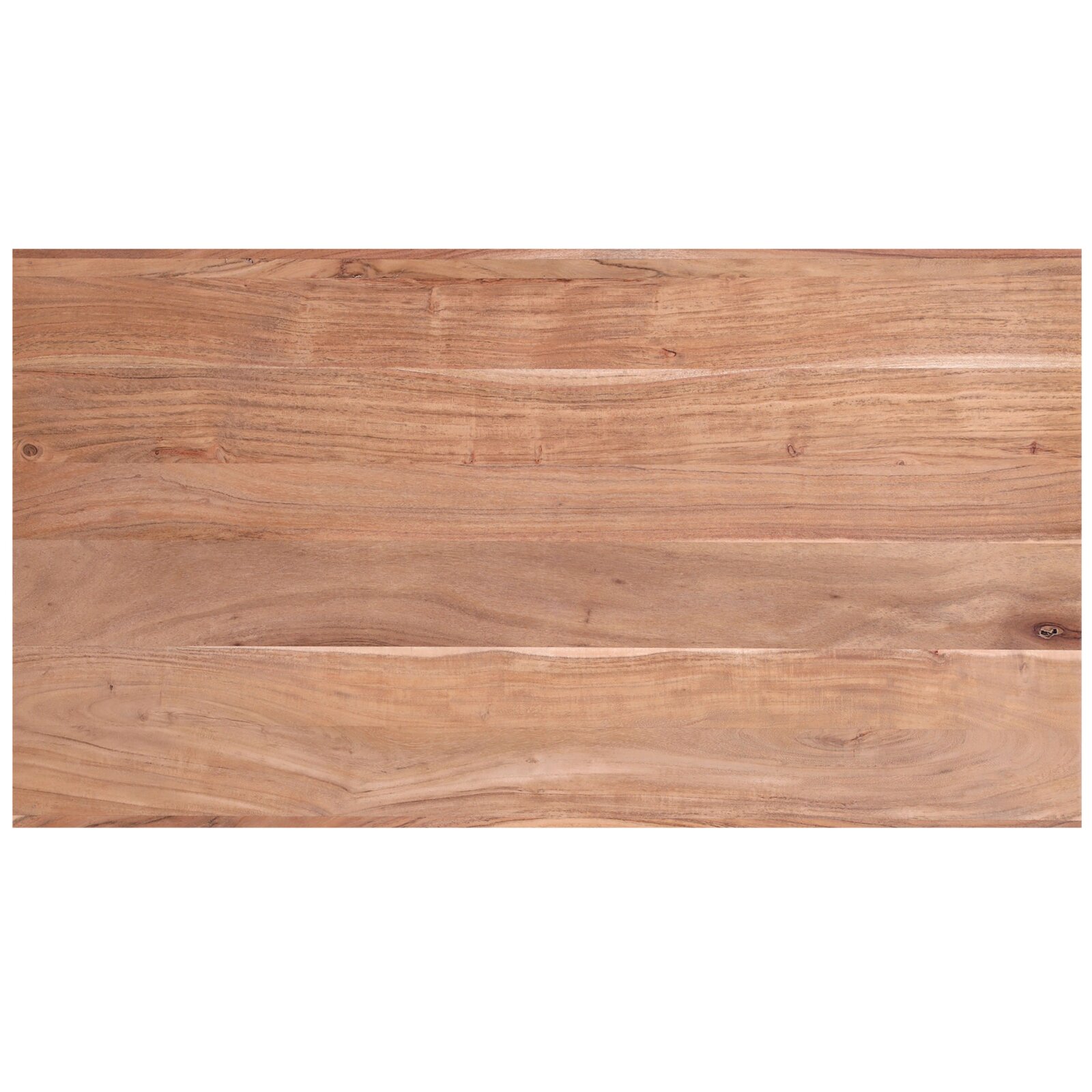 Holzplatte eines Couchtisches aus der Vogelperspektive