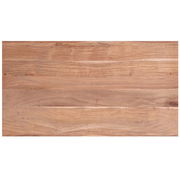 Holzplatte eines Couchtisches aus der Vogelperspektive