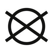 Symbol für nicht chemisch reinigen, schwarze Linien auf weißem Hintergrund, Frontalansicht