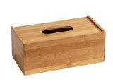 Bambus Kosmetiktuch-Box Terra aus der Perspektive leicht von oben fotografiert, mit rechteckiger Form und ovaler Öffnung auf der Oberseite.
