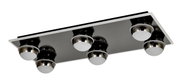 Moderne led-plafondlamp met zes bolvormige lampen, zijaanzicht
