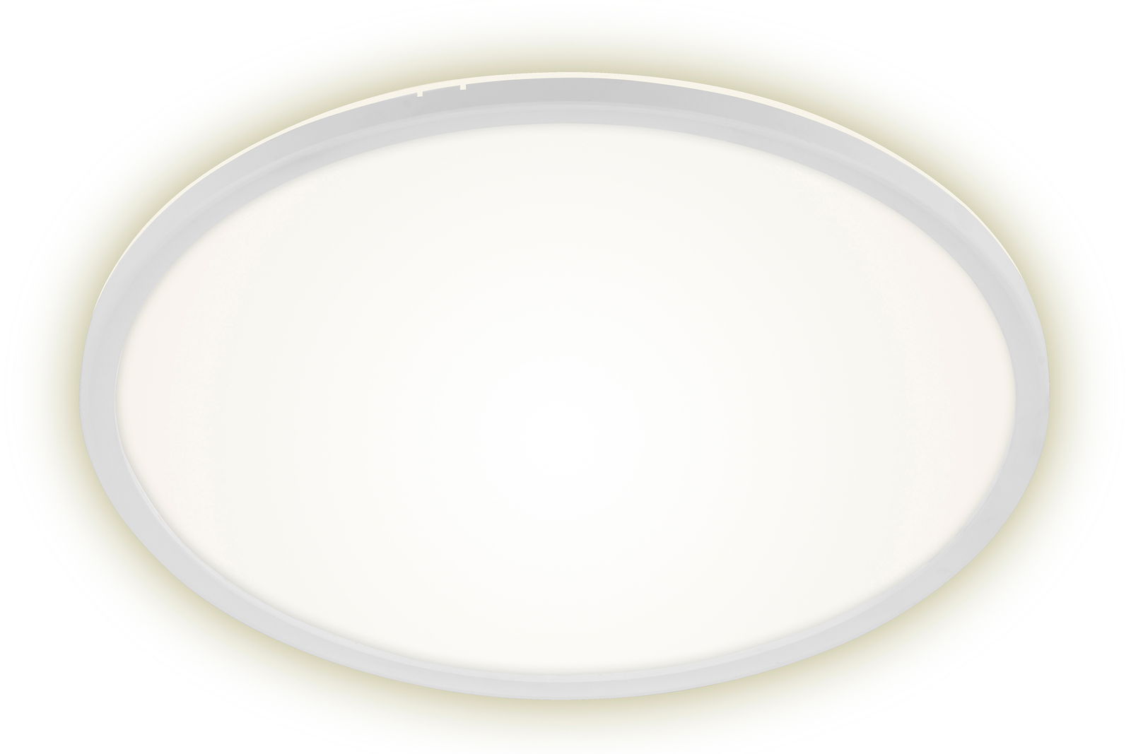 Runde LED-Deckenleuchte in Weiß, von unten betrachtet