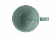 Ansicht von oben auf eine graue Kaffeeobertasse mit Henkel, 0,26 l Fassungsvermögen.