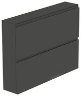 Schwarzer Hängeschuhschrank mit zwei Klappen, seitliche Perspektive