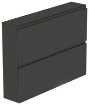 Schwarzer Hängeschuhschrank mit zwei Klappen, seitliche Perspektive