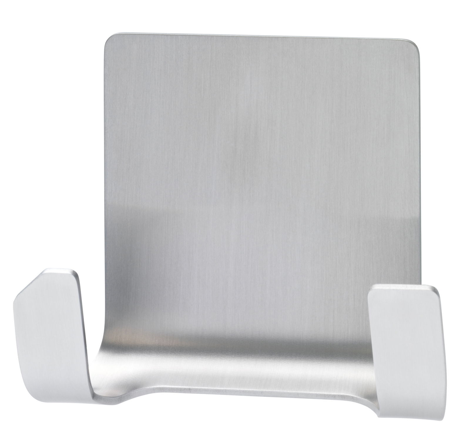 Metallhaken mit zwei Haken, frontal betrachtet, geeignet für den Einsatz mit tesa Powerstrips Waterproof.