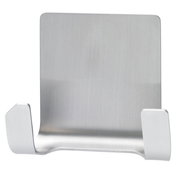 Metallhaken mit zwei Haken, frontal betrachtet, geeignet für den Einsatz mit tesa Powerstrips Waterproof.