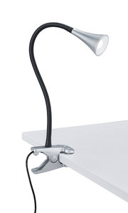 LED-Klemmleuchte VIPER in seitlicher Perspektive auf einem Tisch befestigt