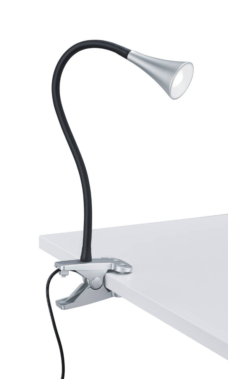 Reality Leuchten LED-klemlamp VIPER LED-Klemmleuchte VIPER in seitlicher Perspektive auf einem Tisch befestigt