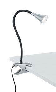 LED-Klemmleuchte VIPER in seitlicher Perspektive auf einem Tisch befestigt