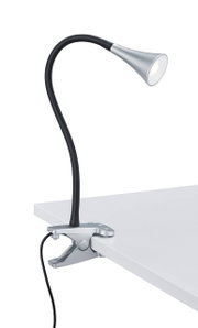LED-klemlamp VIPER, gezien vanaf de zijkant, bevestigd op een tafel