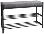 Schuhregal mit gepolsterter Sitzfläche, seitliche Perspektive