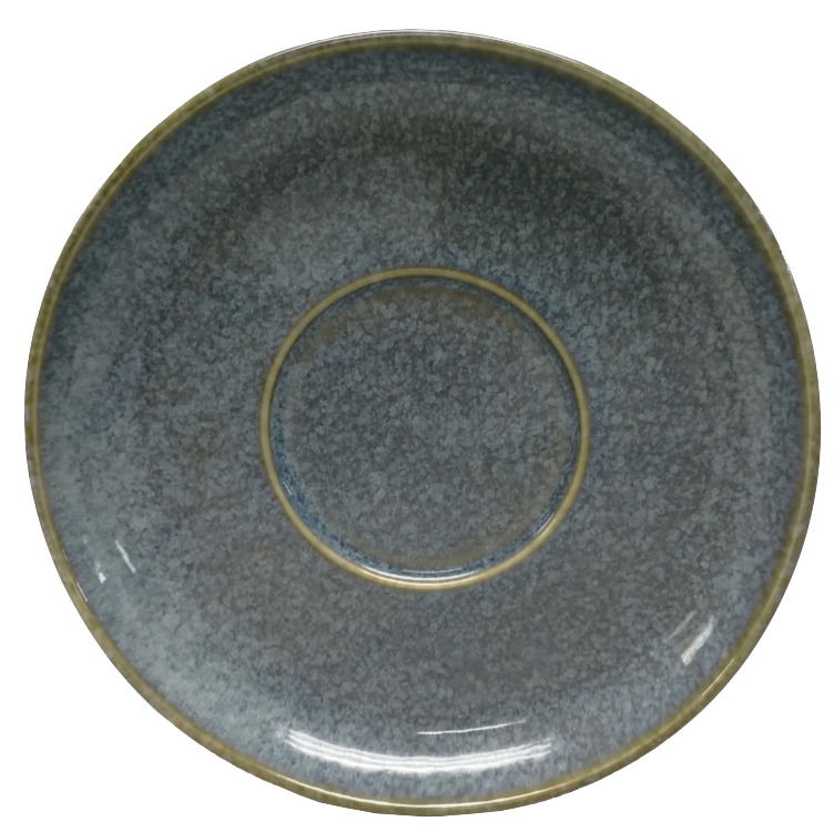 Novel Untertasse Blaue Untertasse mit gesprenkeltem Muster, von oben betrachtet