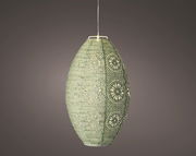 Hängende ovale Solar Laterne mit filigranem Muster, seitliche Perspektive