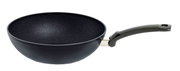 Wokpfanne Adamant 28cm mit ergonomischem Griff, seitliche Perspektive