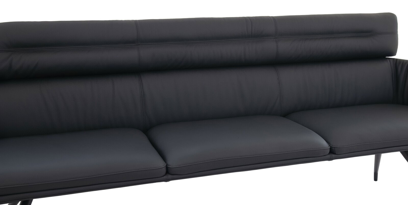 Dieter Knoll Sitzbank PABLO Schwarze Ledersitzbank mit hoher Rückenlehne, seitliche Perspektive