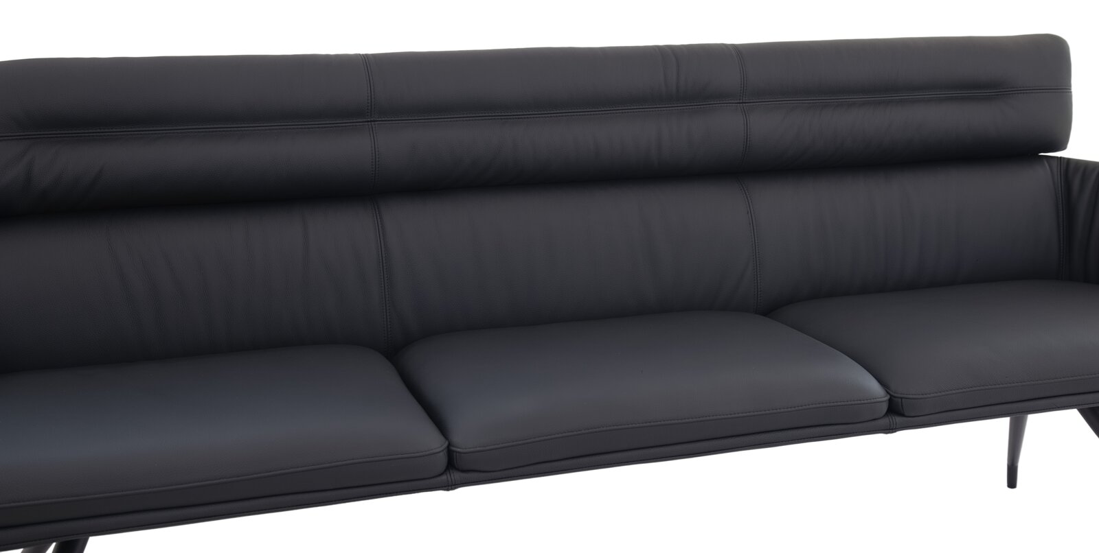 Dieter Knoll Sitzbank PABLO Schwarze Ledersitzbank mit hoher Rückenlehne, seitliche Perspektive