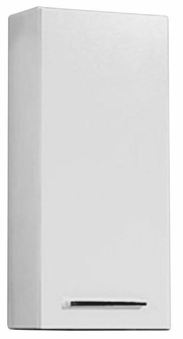 Weißer Wandschrank mit glatter Oberfläche und silbernem Griff, Frontalansicht