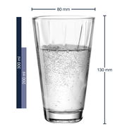 Transparentes Trinkglas Twist 300ml von Leonardo, gefüllt mit sprudelndem Wasser, seitliche Ansicht