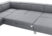 Graue Wohnlandschaft TIM in U-Form mit ausziehbarer Liegefläche, Perspektive von oben.