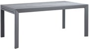 Moderner rechteckiger Gartentisch in Grau aus Metall, seitliche Perspektive