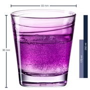 Violettfarbenes Trinkglas Vario mit 250 ml Fassungsvermögen, seitliche Ansicht