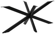 Schwarzes Metallgestell eines Esstisches in sternförmigem Design, seitliche Perspektive