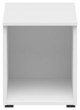 Weißer Regalaufsatz von vorne betrachtet, ideal zur Erweiterung von Stauraum.