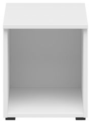 Weißer Regalaufsatz von vorne betrachtet, ideal zur Erweiterung von Stauraum.