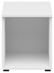 Weißer Regalaufsatz von vorne betrachtet, ideal zur Erweiterung von Stauraum.