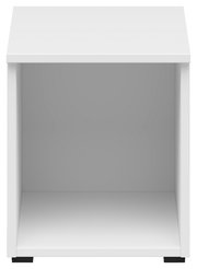 Weißer Regalaufsatz von vorne betrachtet, ideal zur Erweiterung von Stauraum.