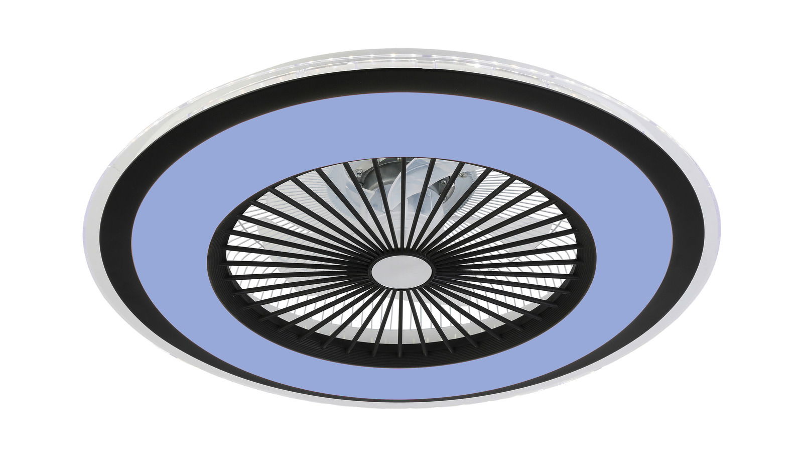 Deckenventilator Wind Smart aus der Unteransicht mit modernem Design und LED-Beleuchtung