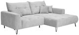 Graues Ecksofa mit Ottomane links, gestreiftes Design, Vorderansicht