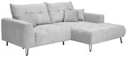 Graues Ecksofa mit Ottomane links, gestreiftes Design, Vorderansicht
