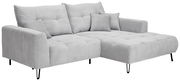 Graues Ecksofa mit Ottomane links, gestreiftes Design, Vorderansicht