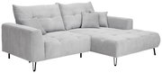 Graues Ecksofa mit Ottomane links, gestreiftes Design, Vorderansicht
