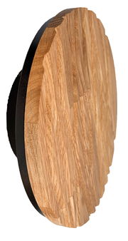 LED-Wandleuchte aus Holz mit seitlicher Perspektive