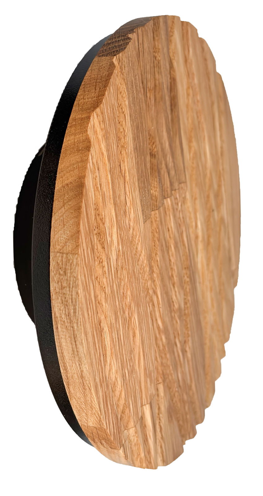 LED-Wandleuchte aus Holz mit seitlicher Perspektive